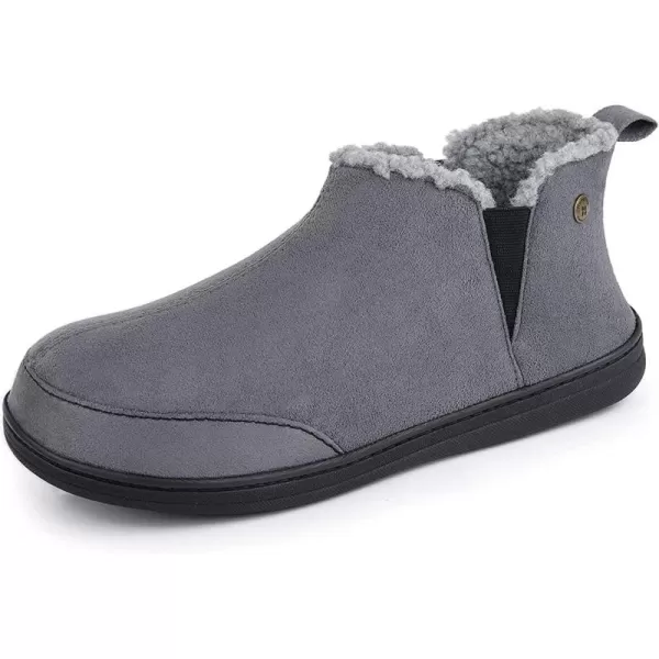 HomeTop Men's Soft Microsuede Sherpa Lined House Shoes with Elastic Dual Gores