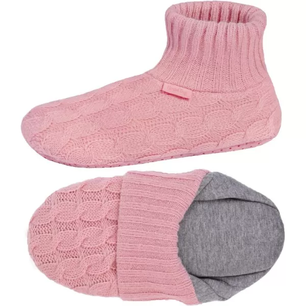 HomeTop Men's Women's Comfy Cable Knit Slipper Socks with Anti-Skid Silicone Gripper