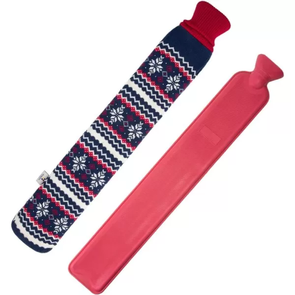 HomeTop Premium 2.25 Liters Rubber Hot Water Bottle w/Soft Gray Polka Dot Fleece Cover 