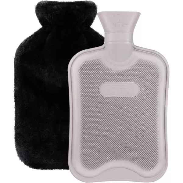 HomeTop Premium Classic Rubber Hot Water Bottle and Luxurious Faux Fur Plush Fleece Cover w/Pom Pom Decor 