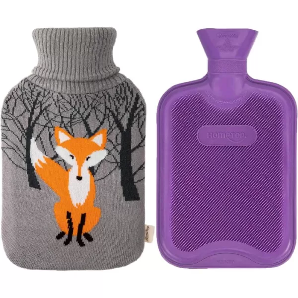 HomeTop Premium Classic Rubber Hot Water Bottle with Cute Knit Cover 