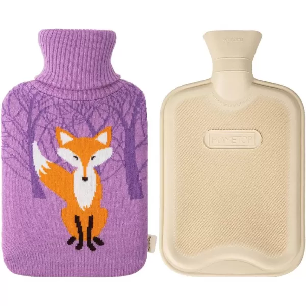HomeTop Premium Classic Rubber Hot Water Bottle with Cute Knit Cover 