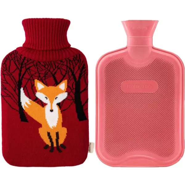 HomeTop Premium Classic Rubber Hot Water Bottle with Cute Knit Cover 