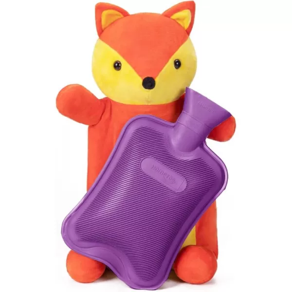 HomeTop Premium Classic Rubber Hot and Cold Water Bottle with Cute Stuffed Fox Cover 