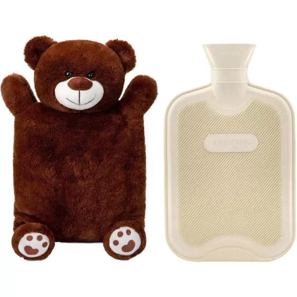 HomeTop Premium Classic Rubber Hot or Cold Water Bottle with Cute Stuffed Animal Cover 