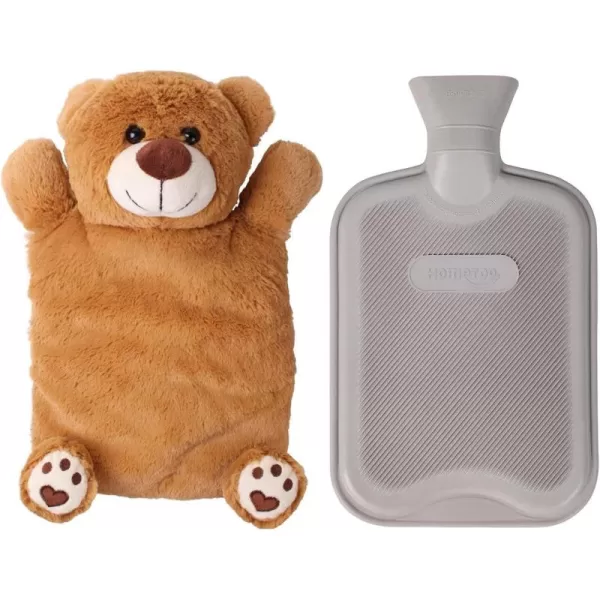 HomeTop Premium Classic Rubber Hot or Cold Water Bottle with Cute Stuffed Animal Cover 