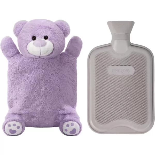 HomeTop Premium Classic Rubber Hot or Cold Water Bottle with Cute Stuffed Animal Cover 