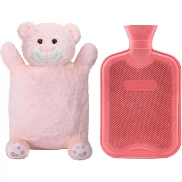 HomeTop Premium Classic Rubber Hot or Cold Water Bottle with Cute Stuffed Animal Cover 