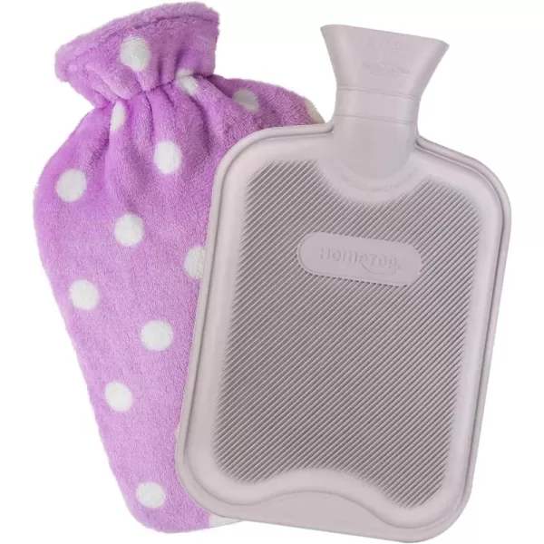 HomeTop Premium Classic Rubber Hot or Cold Water Bottle with Soft Fleece Cover 