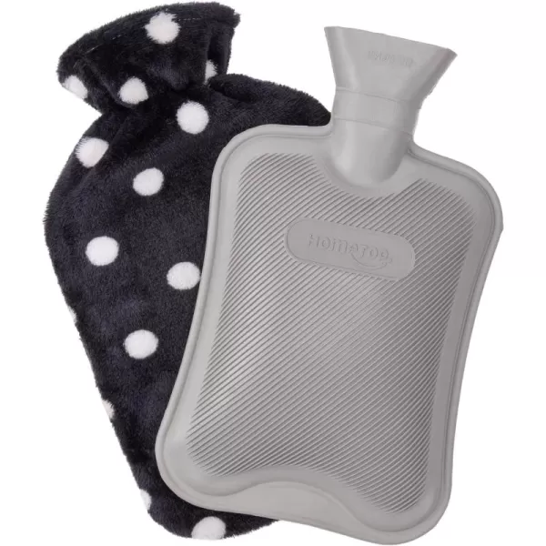 HomeTop Premium Classic Rubber Hot or Cold Water Bottle with Soft Fleece Cover 
