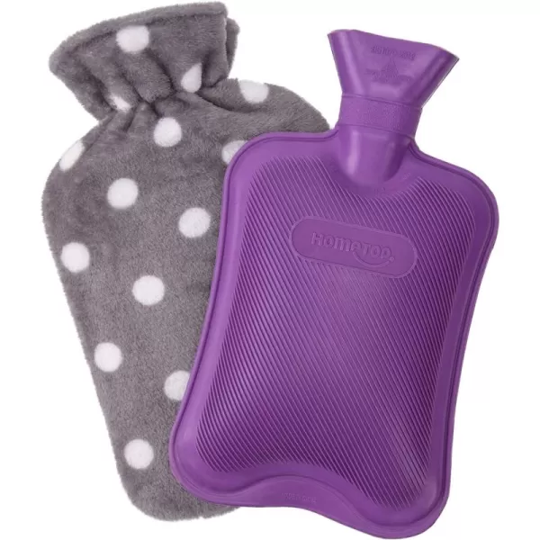 HomeTop Premium Classic Rubber Hot or Cold Water Bottle with Soft Fleece Cover 