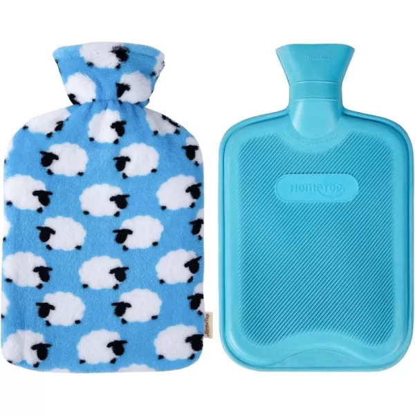 HomeTop Premium Classic Rubber Hot or Cold Water Bottle with Soft Fleece Cover 