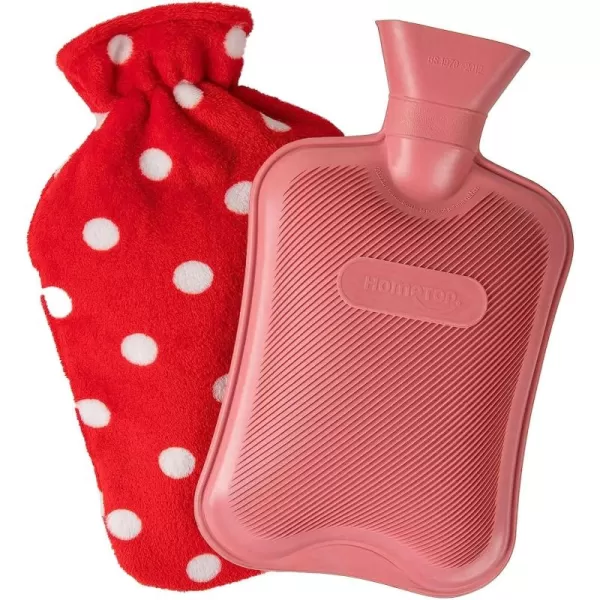HomeTop Premium Classic Rubber Hot or Cold Water Bottle with Soft Fleece Cover 