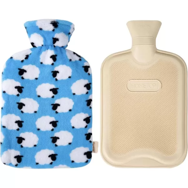 HomeTop Premium Classic Rubber Hot or Cold Water Bottle with Soft Fleece Cover 