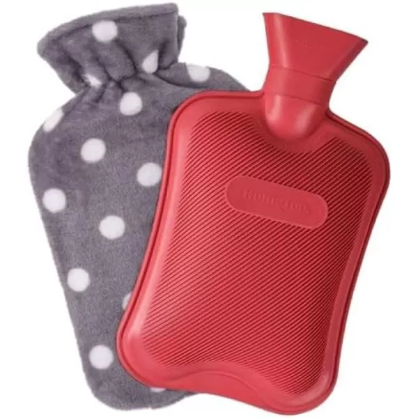 HomeTop Premium Classic Rubber Hot or Cold Water Bottle with Soft Fleece Cover 