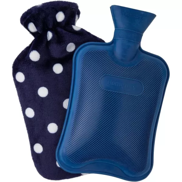 HomeTop Premium Classic Rubber Hot or Cold Water Bottle with Soft Fleece Cover 