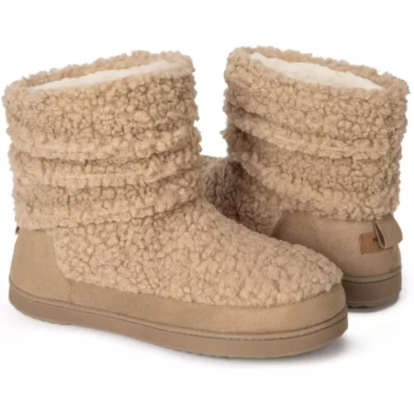 HomeTop Women's Boot Slippers Warm Memory Foam House Shoes Indoor Outdoor with Rubber Soles