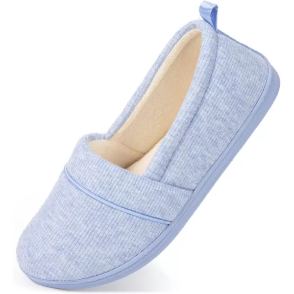 HomeTop Women's Comfort Memory Foam House Shoes, Ladies' Light Weight Terry Cloth Loafer Slippers with Indoor Outdoor Non-skid Rubber Sole