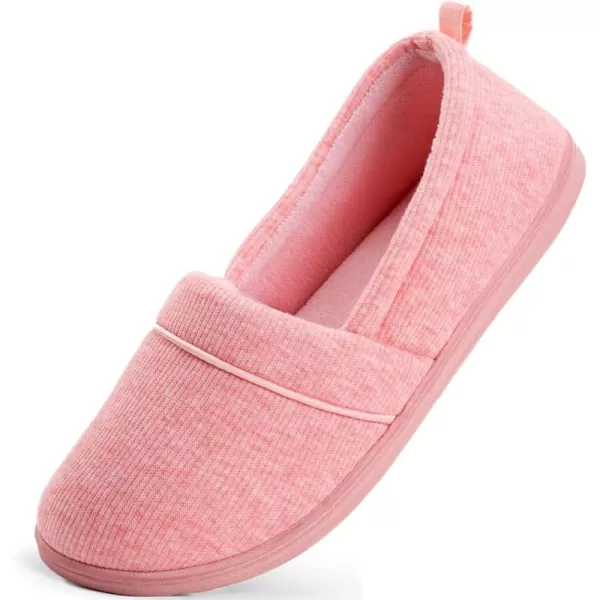 HomeTop Women's Comfort Memory Foam House Shoes, Ladies' Light Weight Terry Cloth Loafer Slippers with Indoor Outdoor Non-skid Rubber Sole