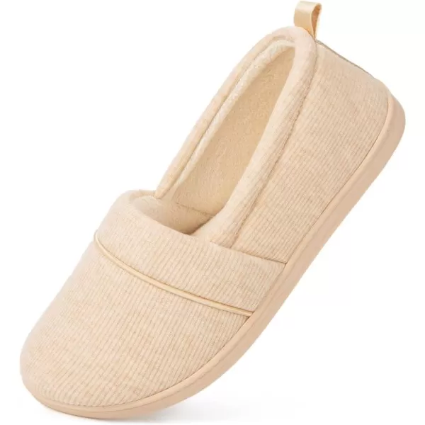 HomeTop Women's Comfort Memory Foam House Shoes, Ladies' Light Weight Terry Cloth Loafer Slippers with Indoor Outdoor Non-skid Rubber Sole