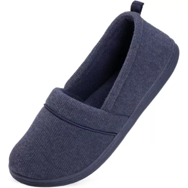 HomeTop Women's Comfort Memory Foam House Shoes, Ladies' Light Weight Terry Cloth Loafer Slippers with Indoor Outdoor Non-skid Rubber Sole
