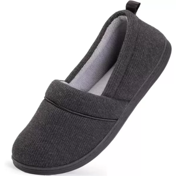HomeTop Women's Comfort Memory Foam House Shoes, Ladies' Light Weight Terry Cloth Loafer Slippers with Indoor Outdoor Non-skid Rubber Sole
