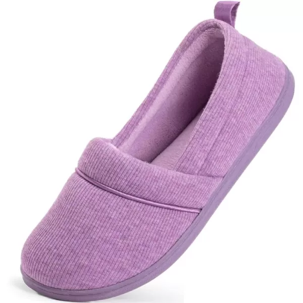 HomeTop Women's Comfort Memory Foam House Shoes, Ladies' Light Weight Terry Cloth Loafer Slippers with Indoor Outdoor Non-skid Rubber Sole