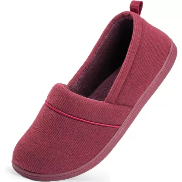 HomeTop Women's Comfort Memory Foam House Shoes, Ladies' Light Weight Terry Cloth Loafer Slippers with Indoor Outdoor Non-skid Rubber Sole