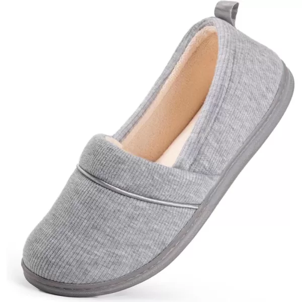 HomeTop Women's Comfort Memory Foam House Shoes, Ladies' Light Weight Terry Cloth Loafer Slippers with Indoor Outdoor Non-skid Rubber Sole