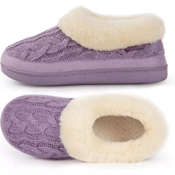 HomeTop Women's Cozy Cable Knit Memory Foam House Shoes Slipper with Fuzzy Plush Collar