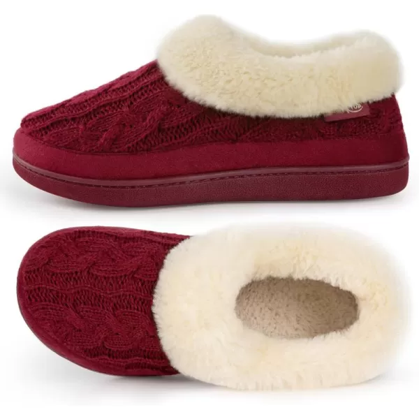HomeTop Women's Cozy Cable Knit Memory Foam House Shoes Slipper with Fuzzy Plush Collar