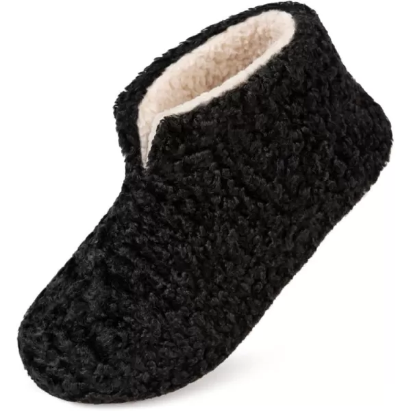 HomeTop Women's Fuzzy Bootie Slippers Warm Winter Indoor House Shoes with Teddy Fleece