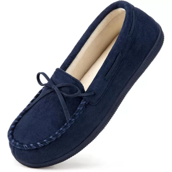HomeTop Women's Moccasins House Slippers Indoor Outdoor Suede Faux Fur Rubber Sole Memory Foam House Shoes Sizes Breathable Microsuede Soft Home Slippers
