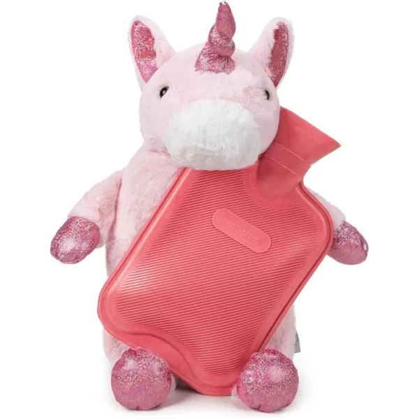 Premium Classic Rubber Hot Water Bottle with Cute Stuffed Plush Unicorn Cover 
