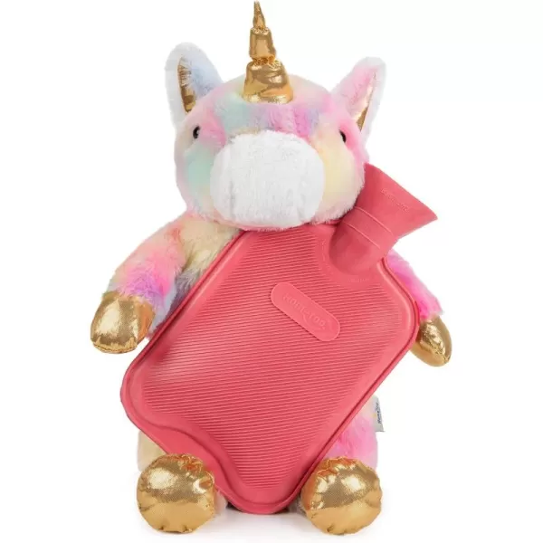 Premium Classic Rubber Hot Water Bottle with Cute Stuffed Plush Unicorn Cover 