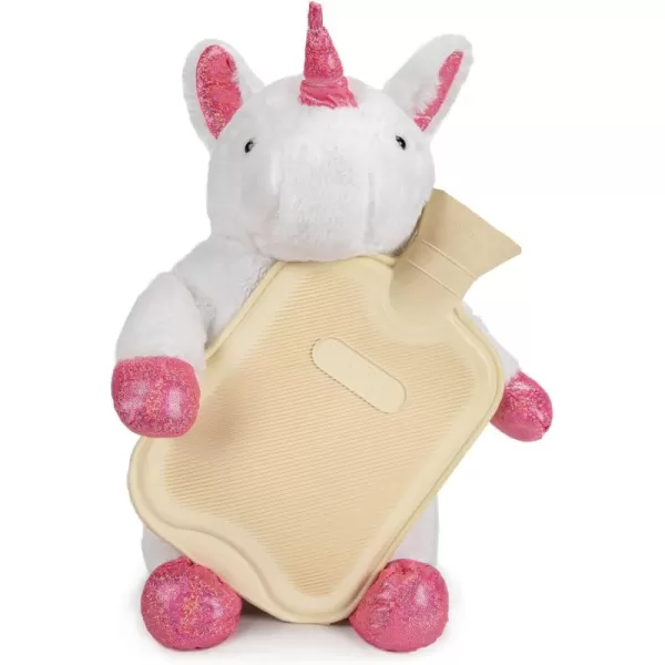 Premium Classic Rubber Hot Water Bottle with Cute Stuffed Plush Unicorn Cover 