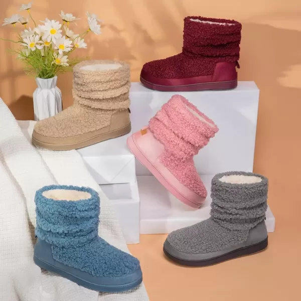 imageHomeTop Womens Bootie Slippers Fuzzy Warm Memory Foam Indoor House Shoes with Nonslip Rubber SolesCreamy White