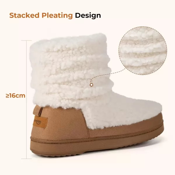 imageHomeTop Womens Bootie Slippers Fuzzy Warm Memory Foam Indoor House Shoes with Nonslip Rubber SolesCreamy White