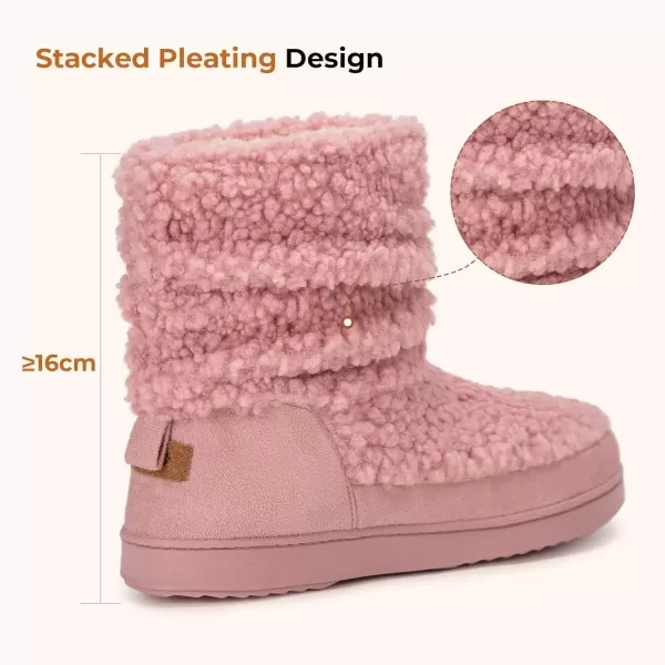 imageHomeTop Womens Bootie Slippers Fuzzy Warm Memory Foam Indoor House Shoes with Nonslip Rubber SolesPink