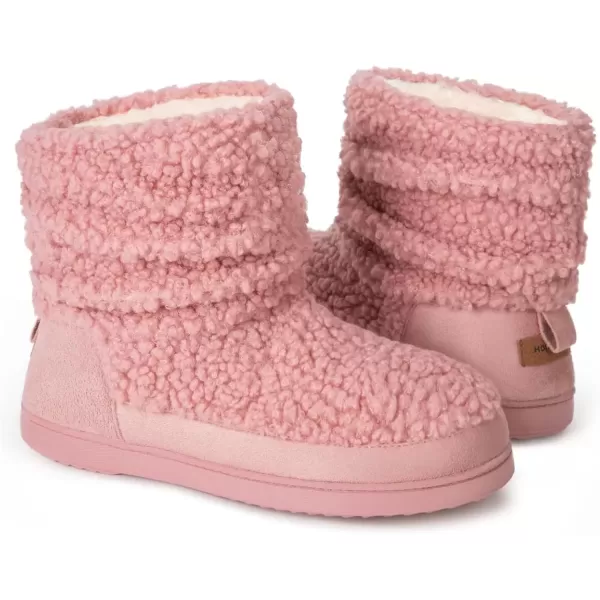 imageHomeTop Womens Bootie Slippers Fuzzy Warm Memory Foam Indoor House Shoes with Nonslip Rubber SolesPink