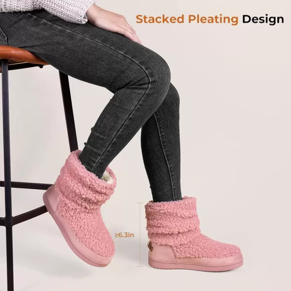 imageHomeTop Womens Bootie Slippers Fuzzy Warm Memory Foam Indoor House Shoes with Nonslip Rubber SolesPink