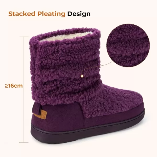 imageHomeTop Womens Bootie Slippers Fuzzy Warm Memory Foam Indoor House Shoes with Nonslip Rubber SolesPlum Dark Purple