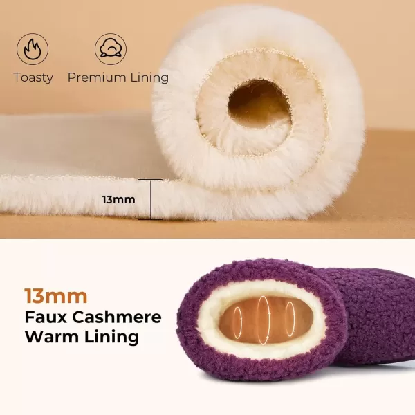 imageHomeTop Womens Bootie Slippers Fuzzy Warm Memory Foam Indoor House Shoes with Nonslip Rubber SolesPlum Dark Purple