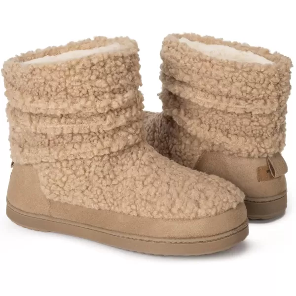 imageHomeTop Womens Bootie Slippers Fuzzy Warm Memory Foam Indoor House Shoes with Nonslip Rubber SolesTan