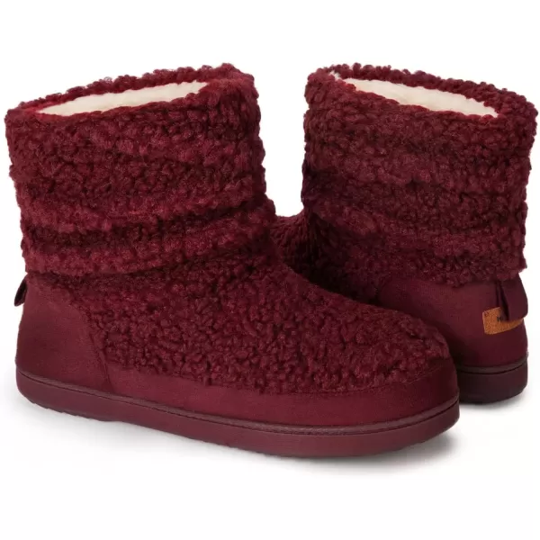 imageHomeTop Womens Bootie Slippers Fuzzy Warm Memory Foam Indoor House Shoes with Nonslip Rubber SolesWine Red