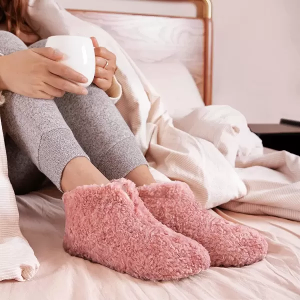 imageHomeTop Womens Fuzzy Bootie Slippers Warm Winter Indoor House Shoes with Teddy Fleece