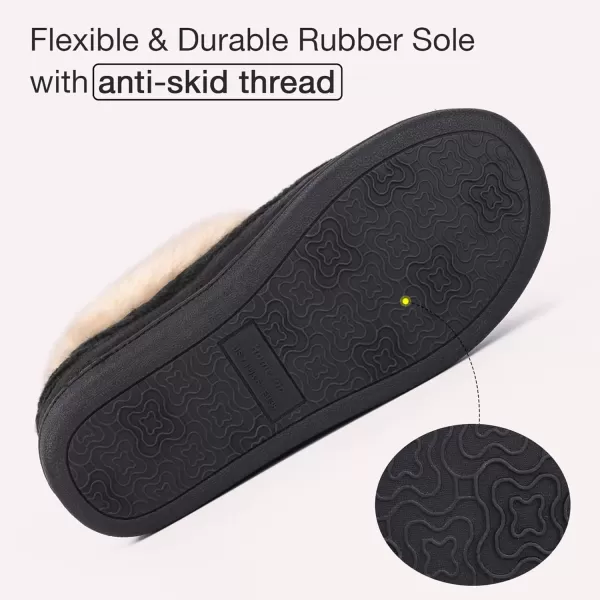 imageHomeTop Womens Knit Clog Slippers Comfy Warm Memory Foam Nonslip Indoor House Shoes with Fuzzy CollarBlack