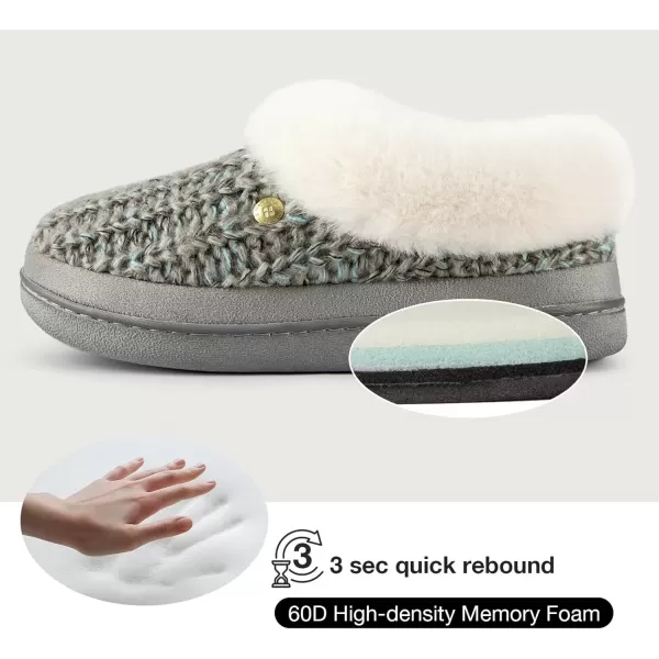 imageHomeTop Womens Knit Clog Slippers Comfy Warm Memory Foam Nonslip Indoor House Shoes with Fuzzy CollarCool Gray