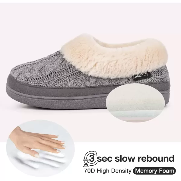 imageHomeTop Womens Knit Clog Slippers Comfy Warm Memory Foam Nonslip Indoor House Shoes with Fuzzy CollarGrey