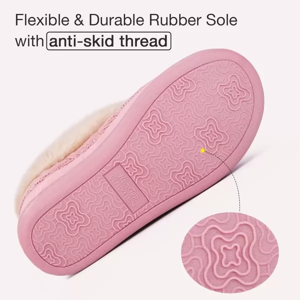 imageHomeTop Womens Knit Clog Slippers Comfy Warm Memory Foam Nonslip Indoor House Shoes with Fuzzy CollarHot Pink
